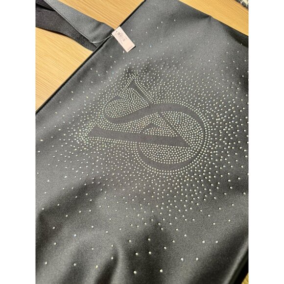 NWT Victoria's Secret Black Satin Bling Tote Bag | Silver Sparkle Logo - Picture 4 of 8
